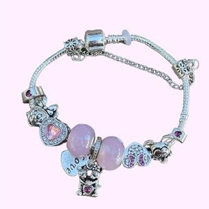 MINNIE CHARMS BRACELET Silver With Free Gift Box